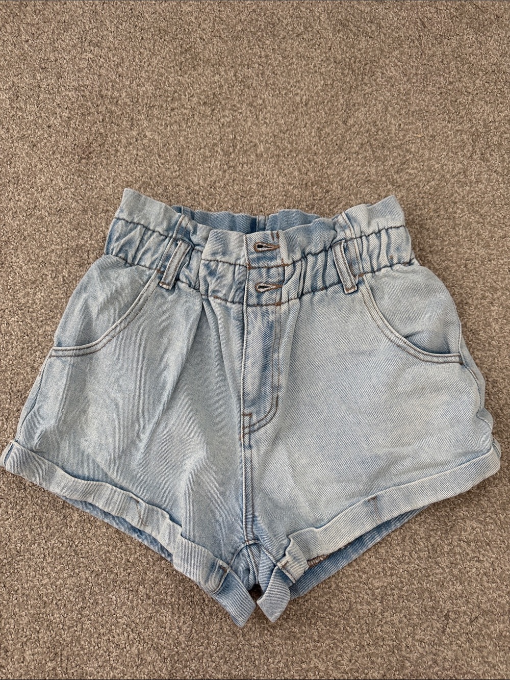 High-Waist Light Blue Denim Mom Shorts